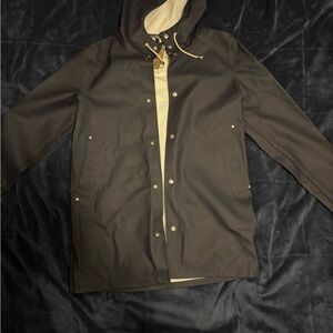 Stutterheim Navy Blue Raincoat with Hood